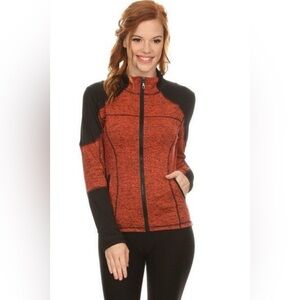 NWT Yelete Women's Black and Orange Active Wear Fitted Jacket.